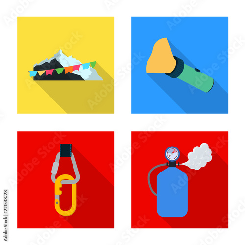 Vector illustration of alpinism and peak icon. Set of alpinism and camp stock vector illustration.