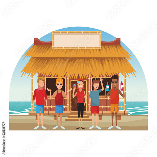 Peoplea at beach kiosk