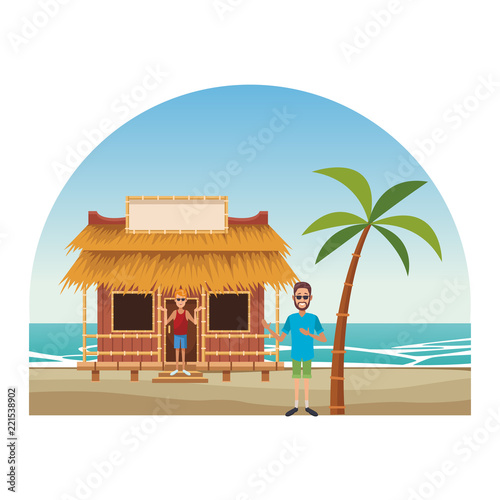 Peoplea at beach kiosk