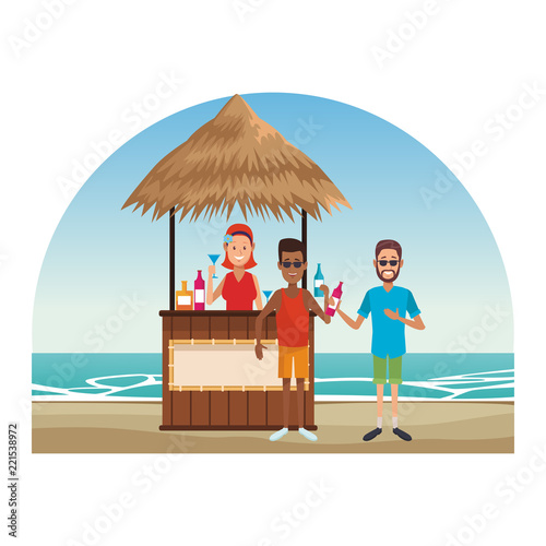 Peoplea at beach kiosk