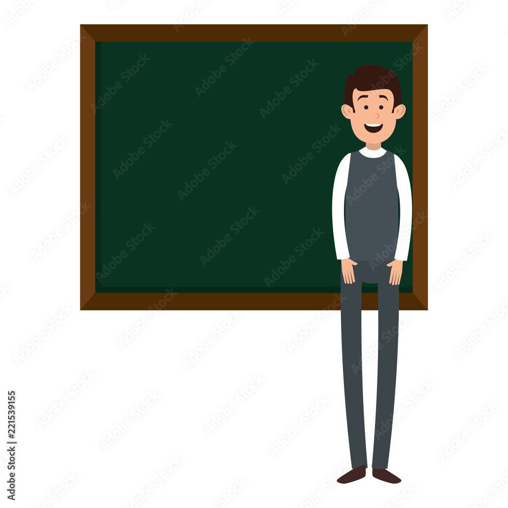 man teaching with chalkboard character man teaching with chalkboard character