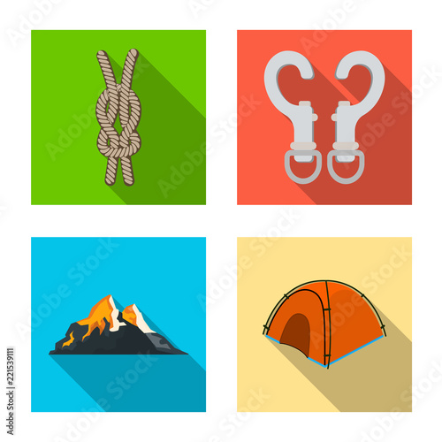 Isolated object of alpinism and peak logo. Collection of alpinism and camp stock symbol for web.