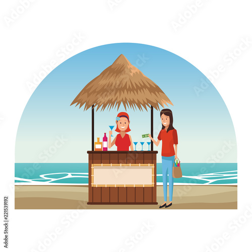 Peoplea at beach kiosk