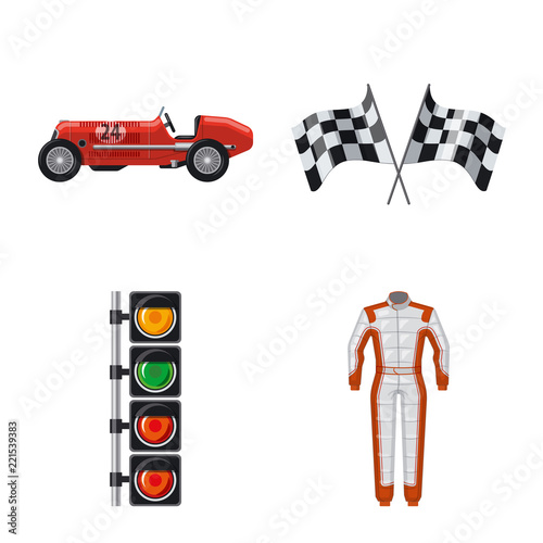Vector illustration of car and rally symbol. Collection of car and race vector icon for stock.