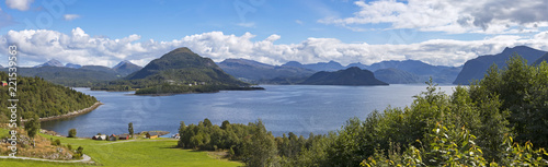 View of the typical norwegian fjord landscape
