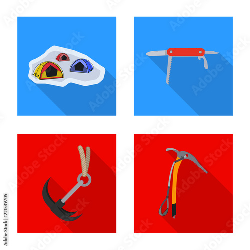Isolated object of alpinism and peak logo. Collection of alpinism and camp stock symbol for web.