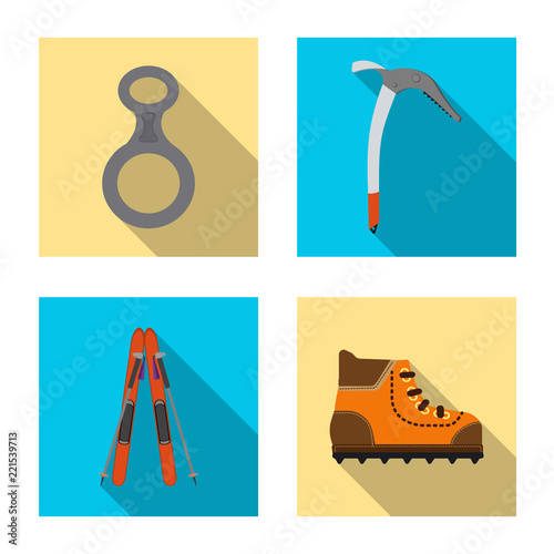 Vector illustration of alpinism and peak logo. Collection of alpinism and camp vector icon for stock.