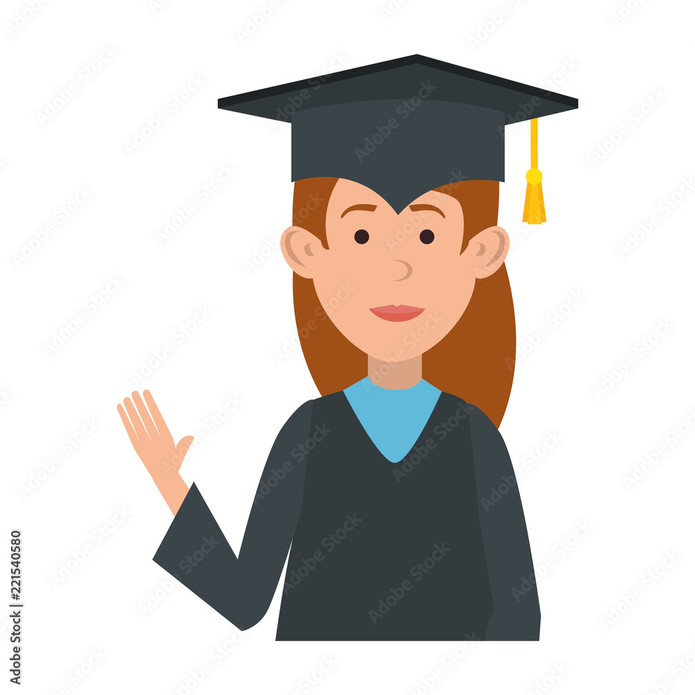woman student graduated avatar character woman student graduated avatar character