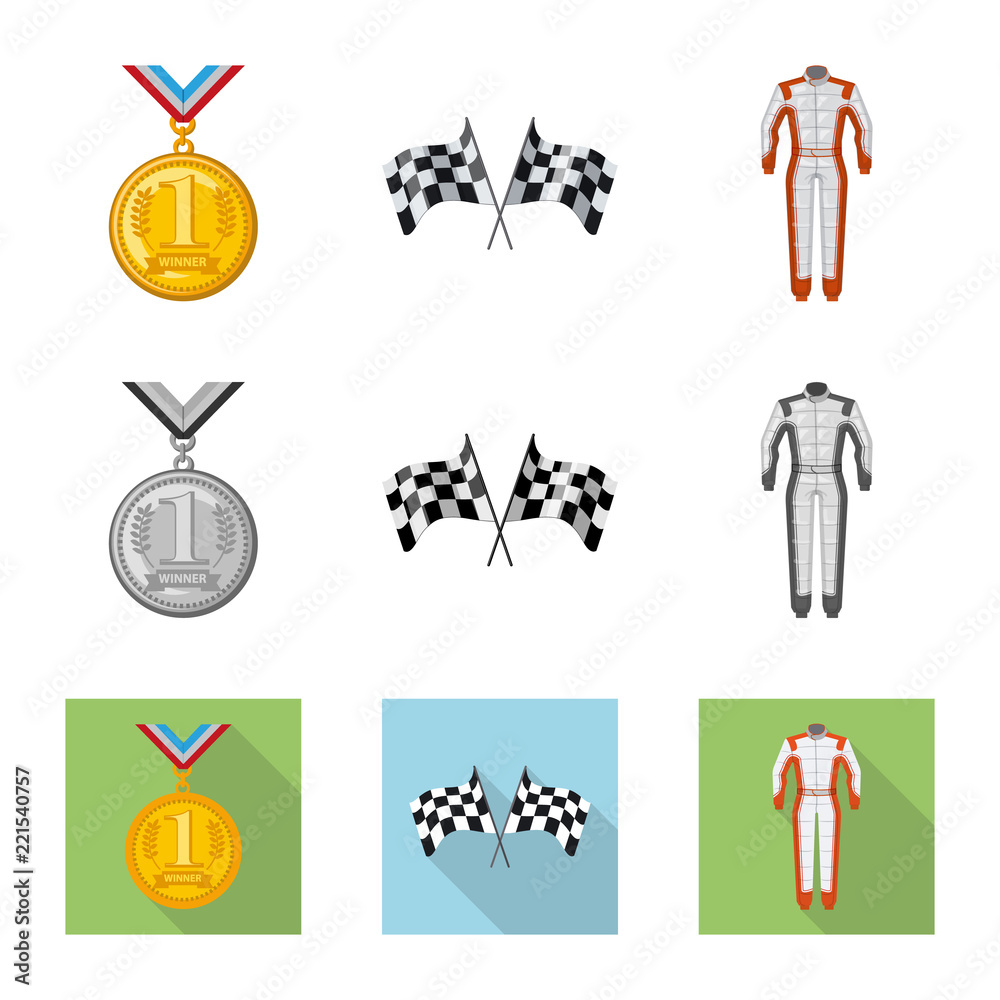 Fototapeta premium Vector design of car and rally icon. Collection of car and race stock vector illustration.