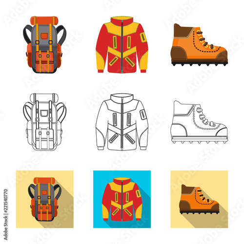 Isolated object of alpinism and peak sign. Set of alpinism and camp stock vector illustration.