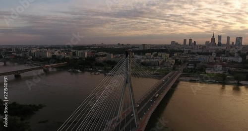 Wallpaper Mural Traffic Moving On Most Swietokrzyski At Sunset. Aerial Shot Torontodigital.ca