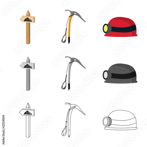 Isolated object of alpinism and peak icon. Set of alpinism and camp vector icon for stock.