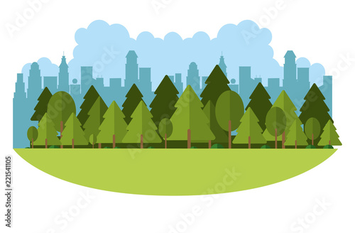 Cityscape scenery cartoon