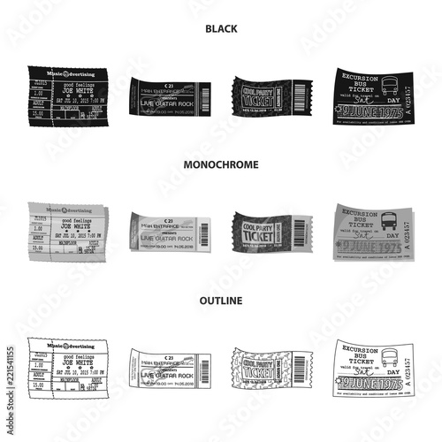 Vector design of ticket and admission symbol. Set of ticket and event stock vector illustration. photo