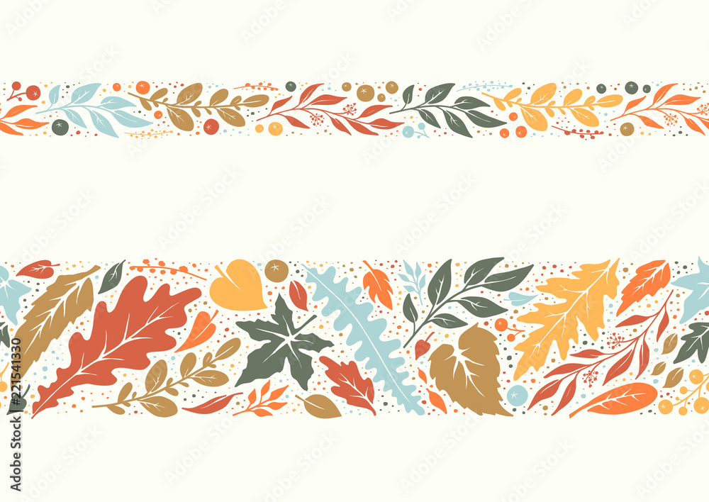 Seamless autumn hand-drawn borders
