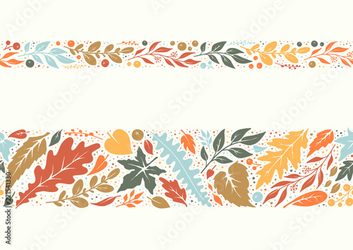 Seamless autumn hand-drawn borders