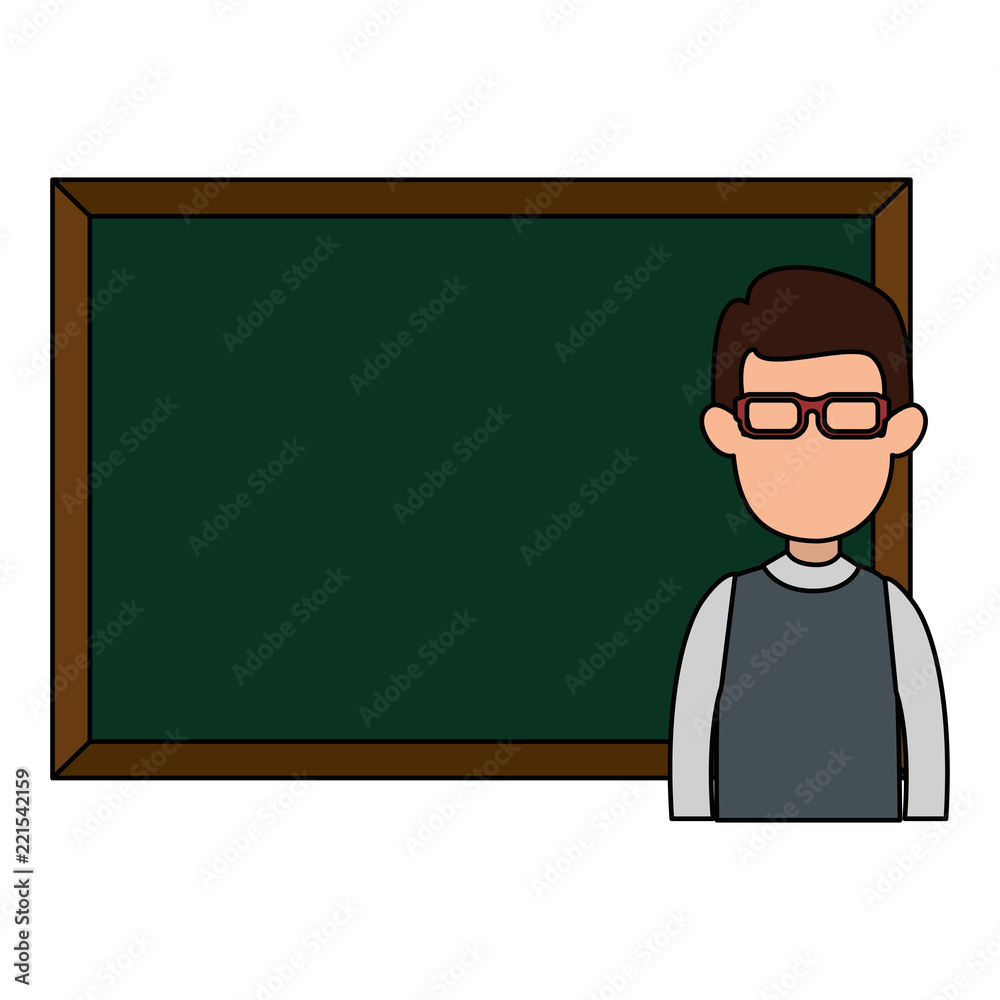 man teaching with chalkboard character