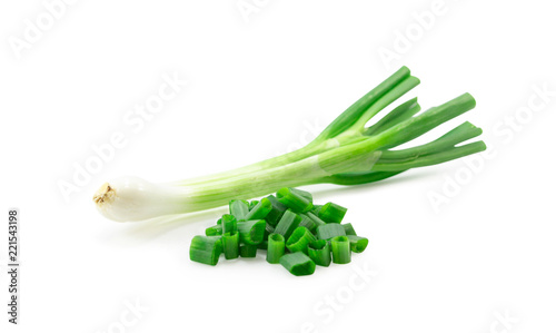 Green onion slice isolated on the white background