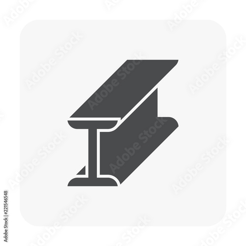 Steel product icon. I chanel profile shape. That alloy of iron from steel production industry and metallurgy used as beam, bar, frame, girder, structure in engineering, construction building material.