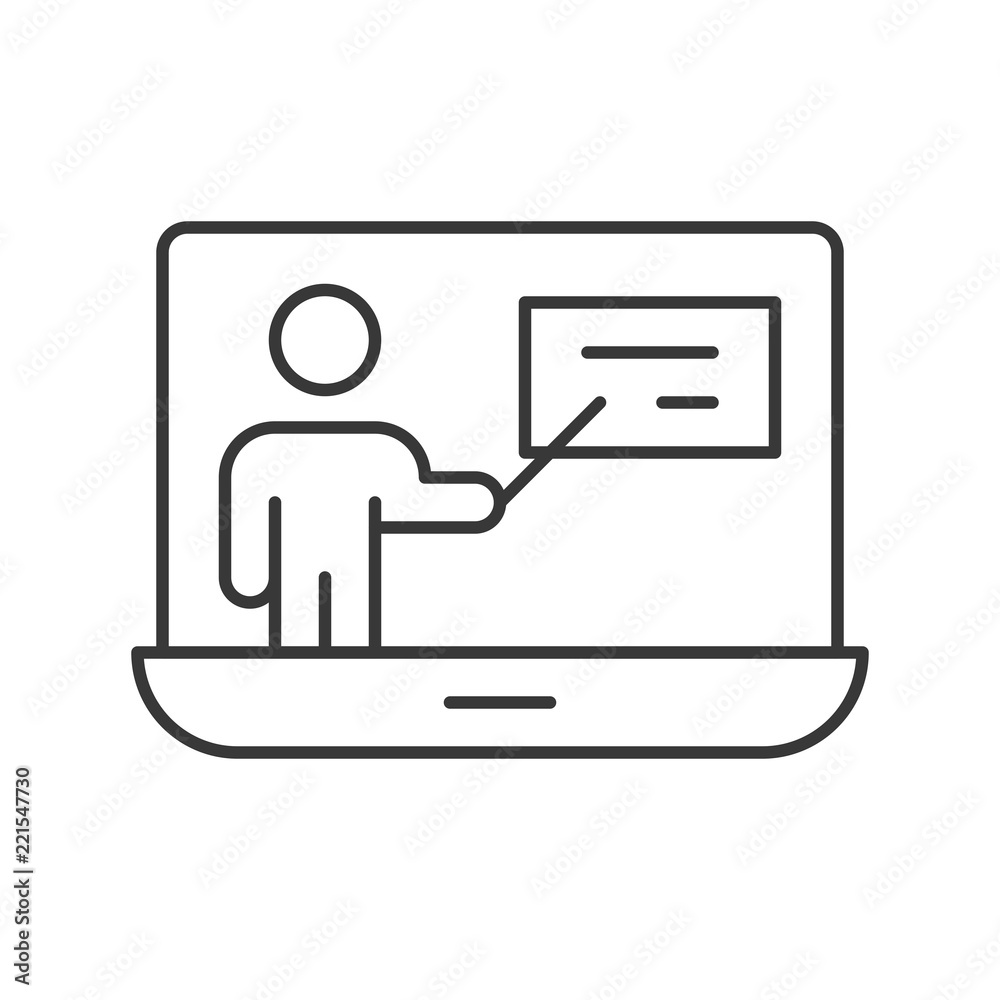 people presentation on laptop screen, webinar concept