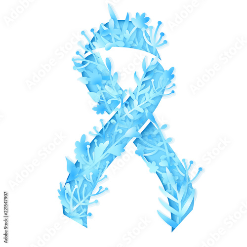 Stylized blue ribbon. World prostate cancer day symbol in november, vector. Poster for awareness month.