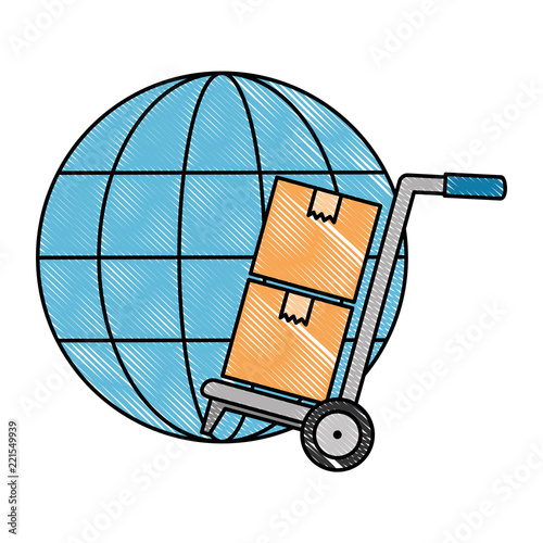 sphere planet with delivery cart