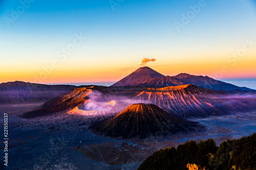 Aerial view of Mount Bromo vocalno at sunrise, East Java, Indonesia