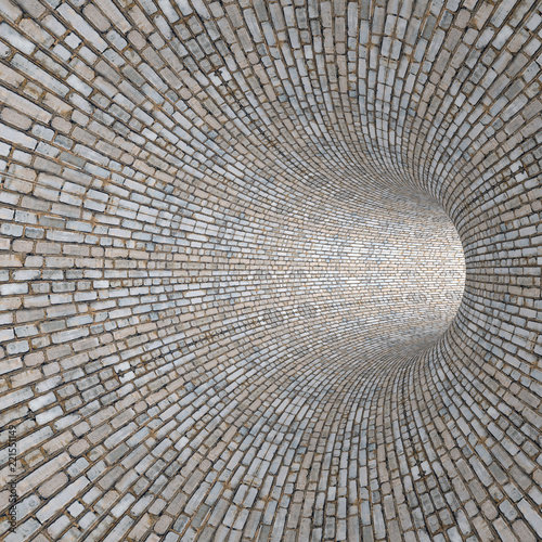 Carta da parati 3D Tunnel - Carta da parati Bricks wall hole tunnel