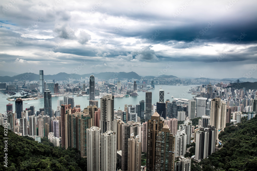Aerial  view of  Hong Kong Skyline