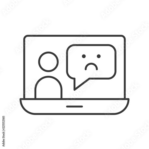unsatisfied communication people on screen laptop, response and survey concept