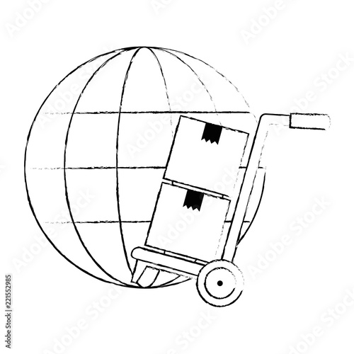 sphere planet with delivery cart