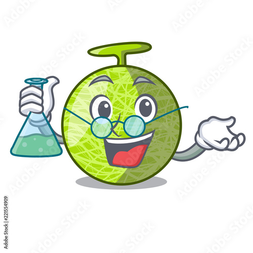 Professor fresh organic melon in the cartoon