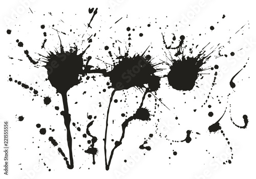 Hand made brush blots. Monochrome paint background