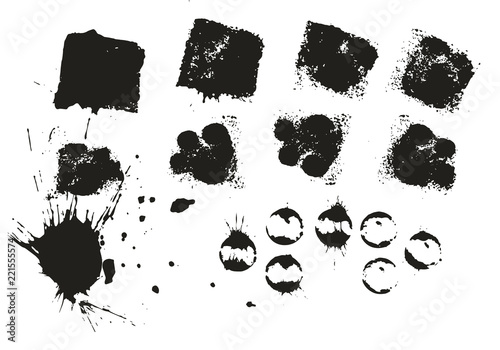 Collection of hand drawn ink spots  dots  blots. Vector. Paint grunge texture.