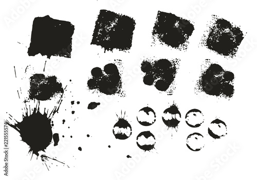 Collection of hand drawn ink spots, dots, blots. Vector. Paint grunge texture.