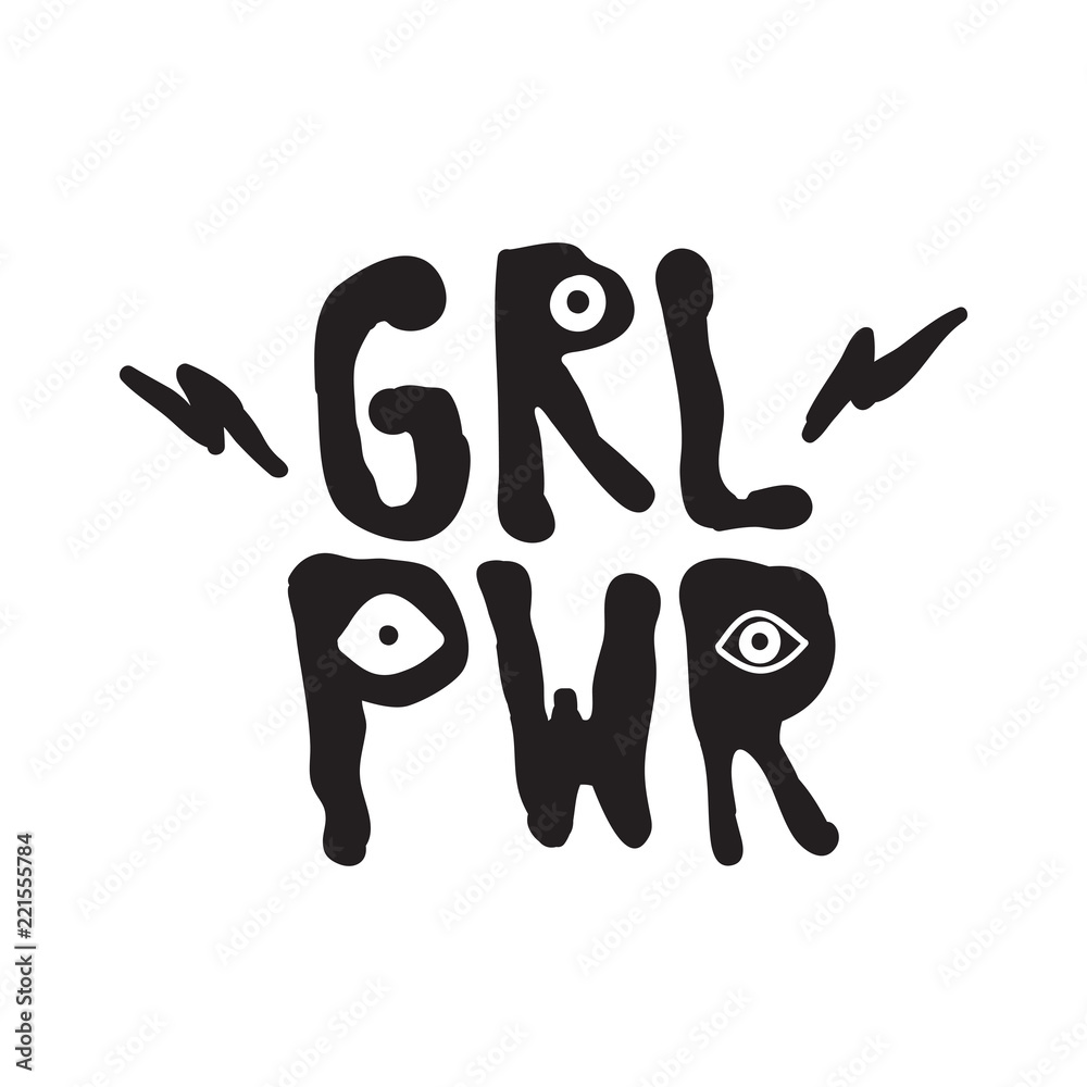 GRL PWR short quote. Girl Power simple cute illustration for print, bag, clothing. Perfect to stick on laptop, phone, wall everywhere. Modern feminist slogan, the latest tattoo trend GRL PWR short quote. Girl Power simple cute illustration for print, bag, clothing. Perfect to stick on laptop, phone, wall everywhere. Modern feminist slogan, the latest tattoo trend