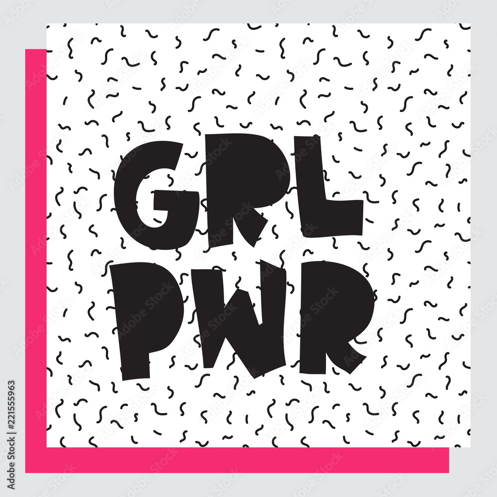 GRL PWR short quote. Girl Power cute hand drawing illustration GRL PWR short quote. Girl Power cute hand drawing illustration