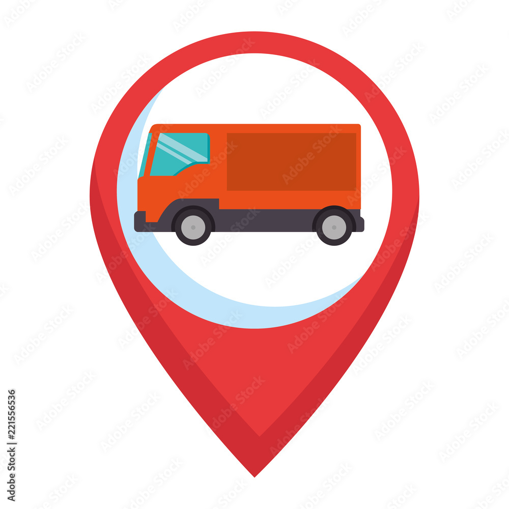 delivery service truck in pin location delivery service truck in pin location