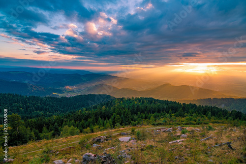 Beautiful Sunset in the Mountains  over the Mountains in Black Forest   Schwarzwald  Germany