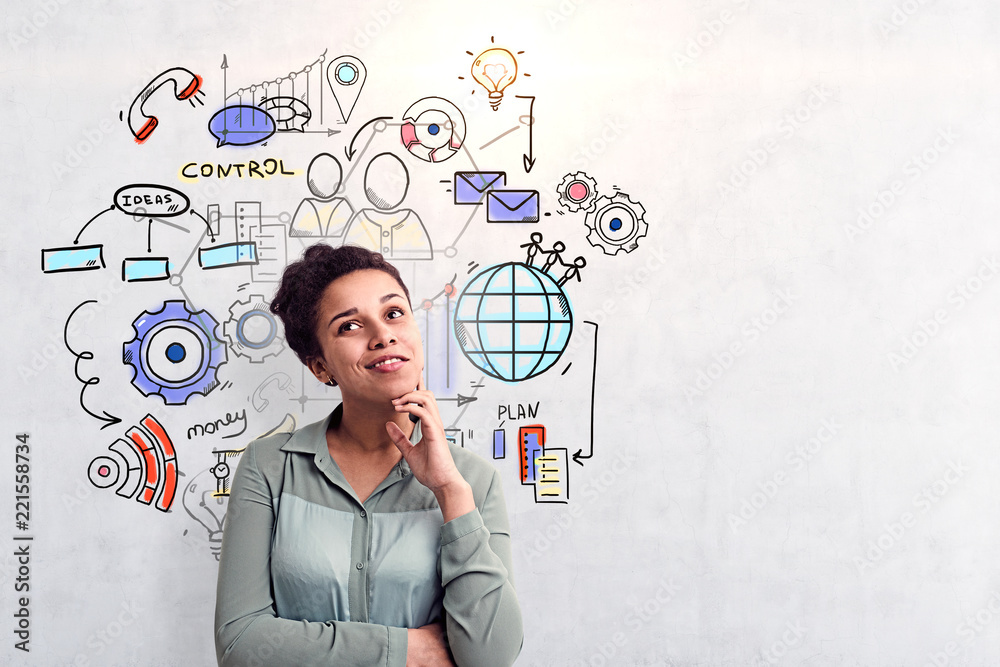 Young African American woman business management