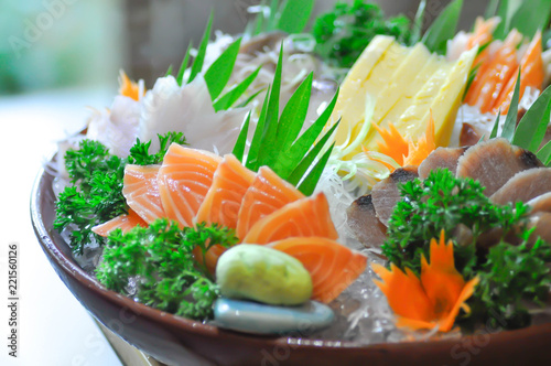 raw fish or raw salmon