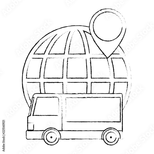 sphere planet with truck