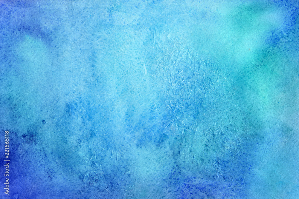 Colorful watercolor winter paper textures on white background. Chaotic abstract organic design. 