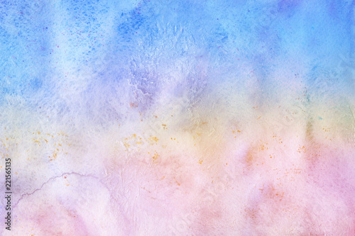 Colorful watercolor winter paper textures on white background. Chaotic abstract organic design. 
