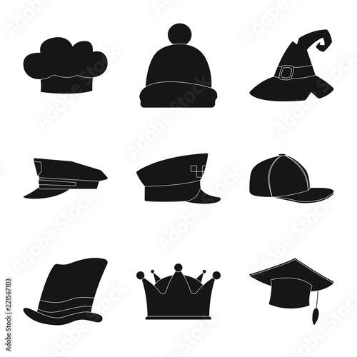 Isolated object of headwear and cap symbol. Collection of headwear and accessory vector icon for stock.