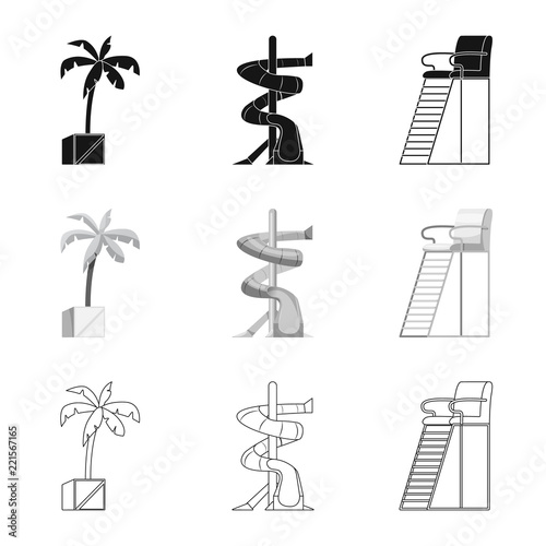 Vector design of pool and swimming logo. Collection of pool and activity stock symbol for web.