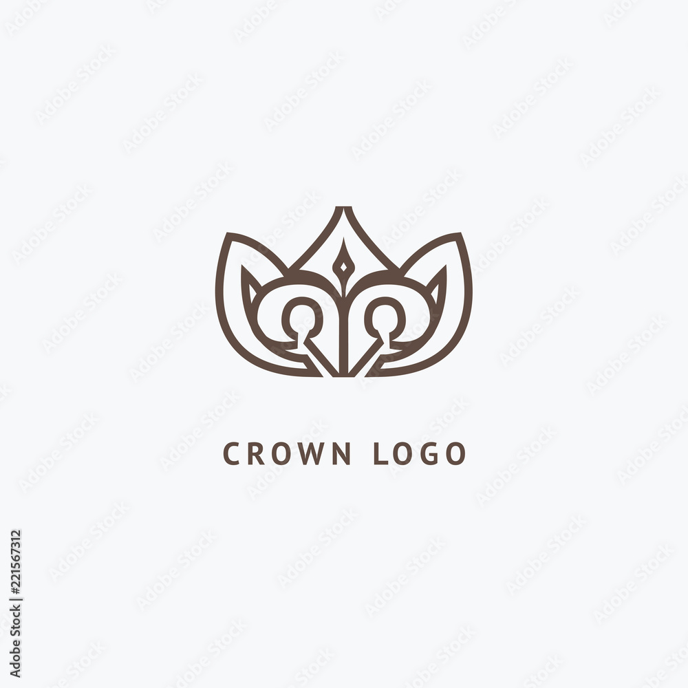 Abstract vetor crown logo vector design. Sign for beauty salon, elite accessories, jewelry, hotels, spa, wedding. Vintage decorative icon qween, king, princess.