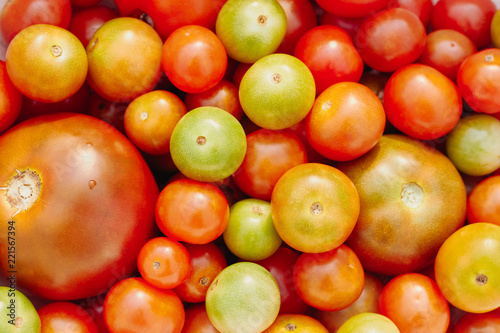 Group of multicolored cherry tomatoes