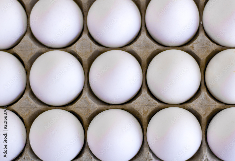 White eggs in the package White eggs in the package