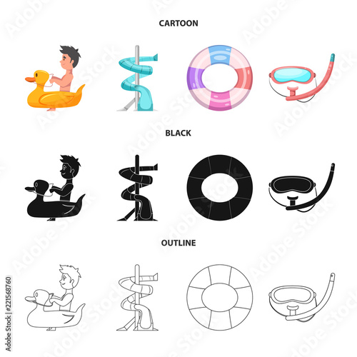 Vector design of pool and swimming sign. Collection of pool and activity vector icon for stock.